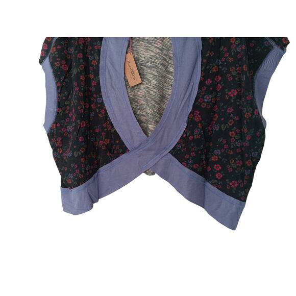 New Natural Life Cut It Out Tee XL Charcoal Floral Open Back Cotton Top - Picture 8 of 14